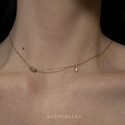 ＜轮回＞原创小众通体美国14k包金锆石项链锁骨链日常精致保色好