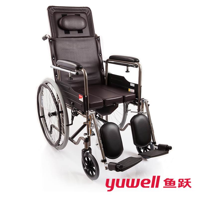 鱼跃轮椅车h059b折叠轻便带坐便器多功能老人手推车残疾人代步车