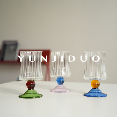 云几朵 原创设计拼色单珠复古耐热玻璃小酒杯礼物咖啡果汁甜品杯