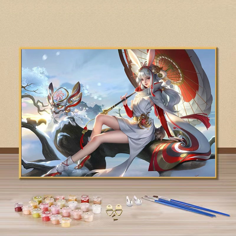 王者荣耀女英雄公孙离diy数字油画手绘填色涂鸦画房间卧室装饰画