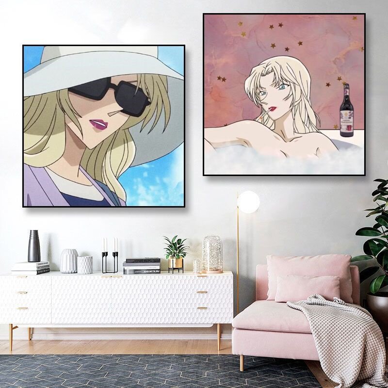 名侦探柯南贝尔摩德周边diy数字油画手绘填色涂鸦画画送朋友礼物