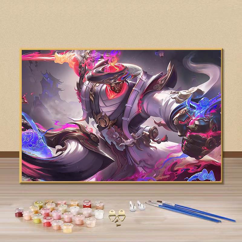 王者荣耀钟馗diy数字油画手工手绘填色涂鸦画送孩子礼物装饰挂画