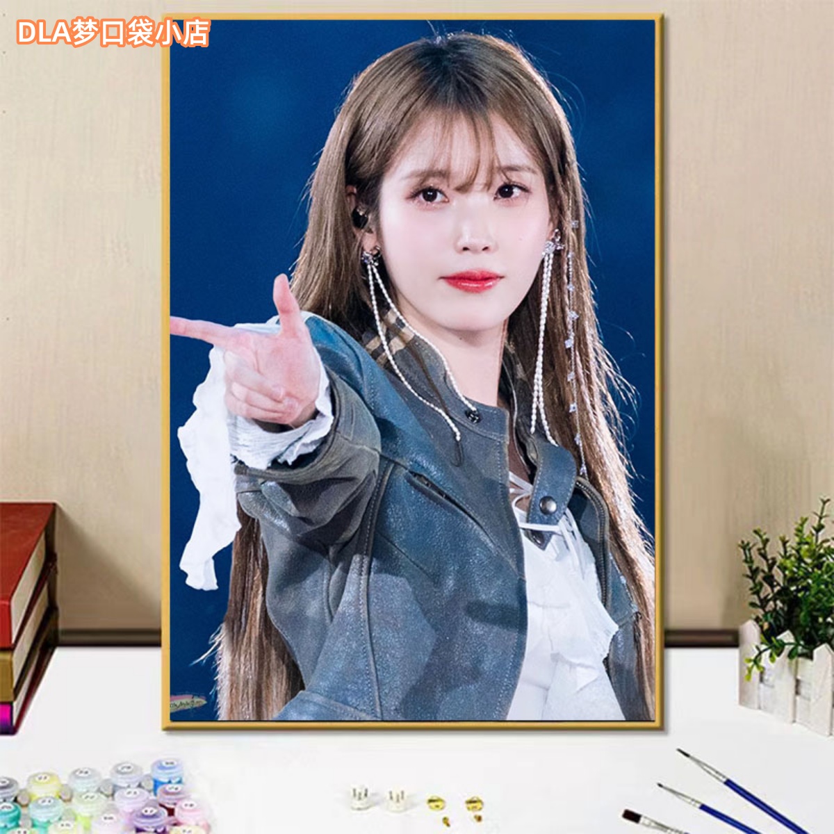 IU李知恩手绘填色画礼物装饰挂画