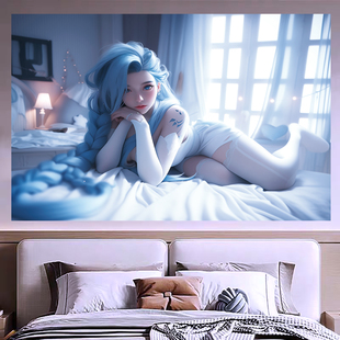 动漫墙贴自粘画二次元卡通女贴纸壁画电竞房宿舍卧室装饰画墙壁纸