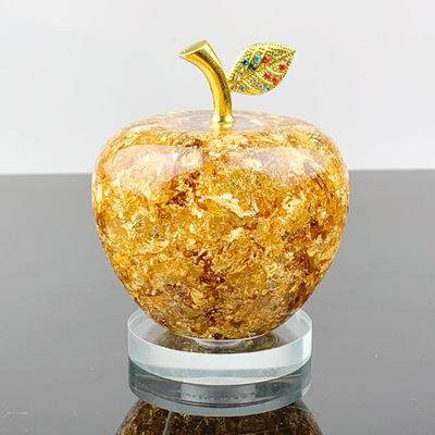 新款热销小号金箔水晶苹果摆件创意圣诞节礼品畅销东南亚礼品摆件