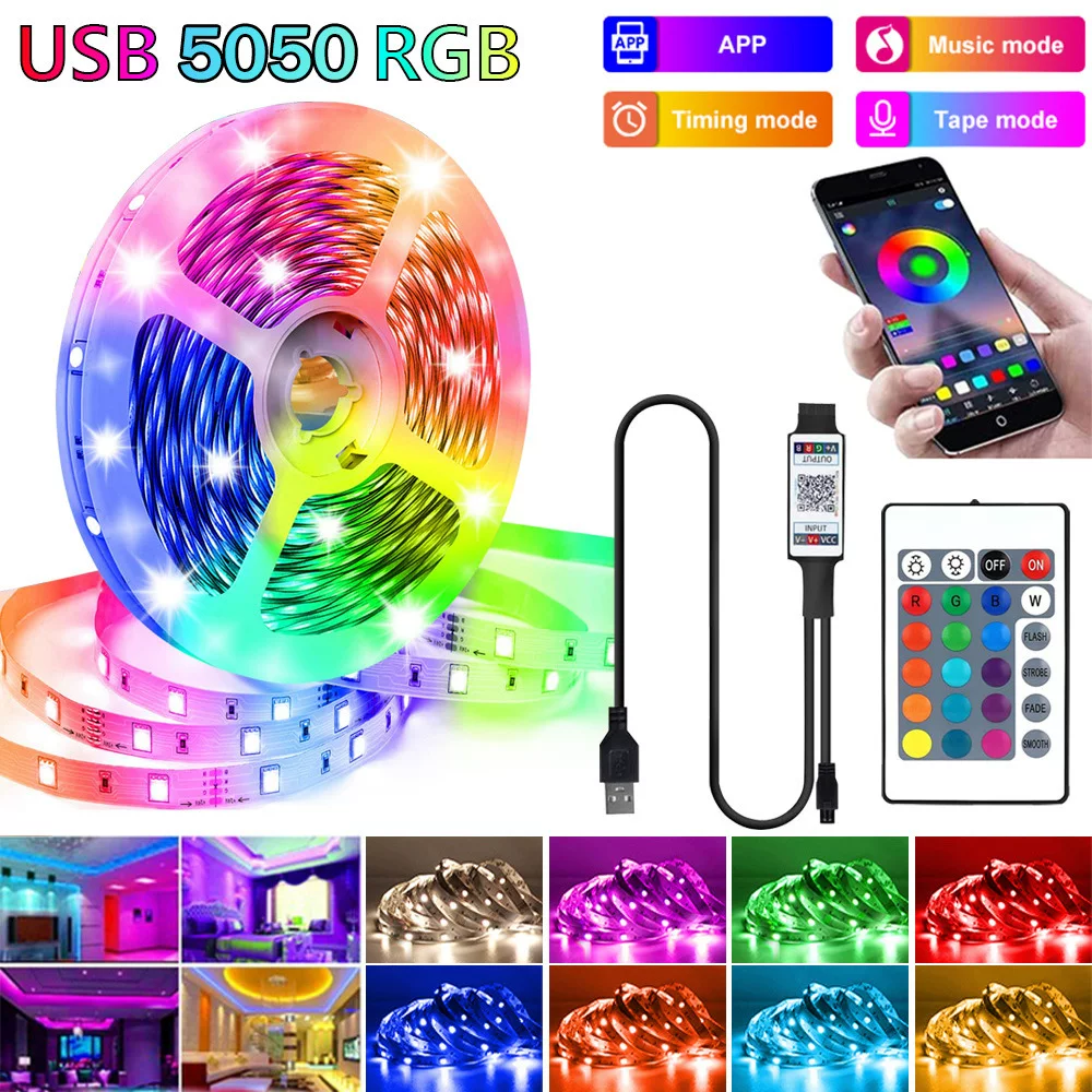 Пояс LED-лампы 1–10 метров 5V USB Bluetooth 5050 2835 Фантомный цветной конь лампа RGB лента