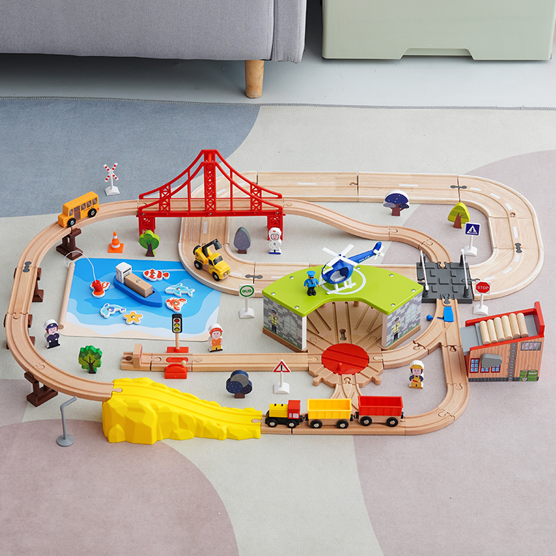 木质火车轨道电动小火车玩具汽车儿童男孩动脑益智拼装套装2岁3岁