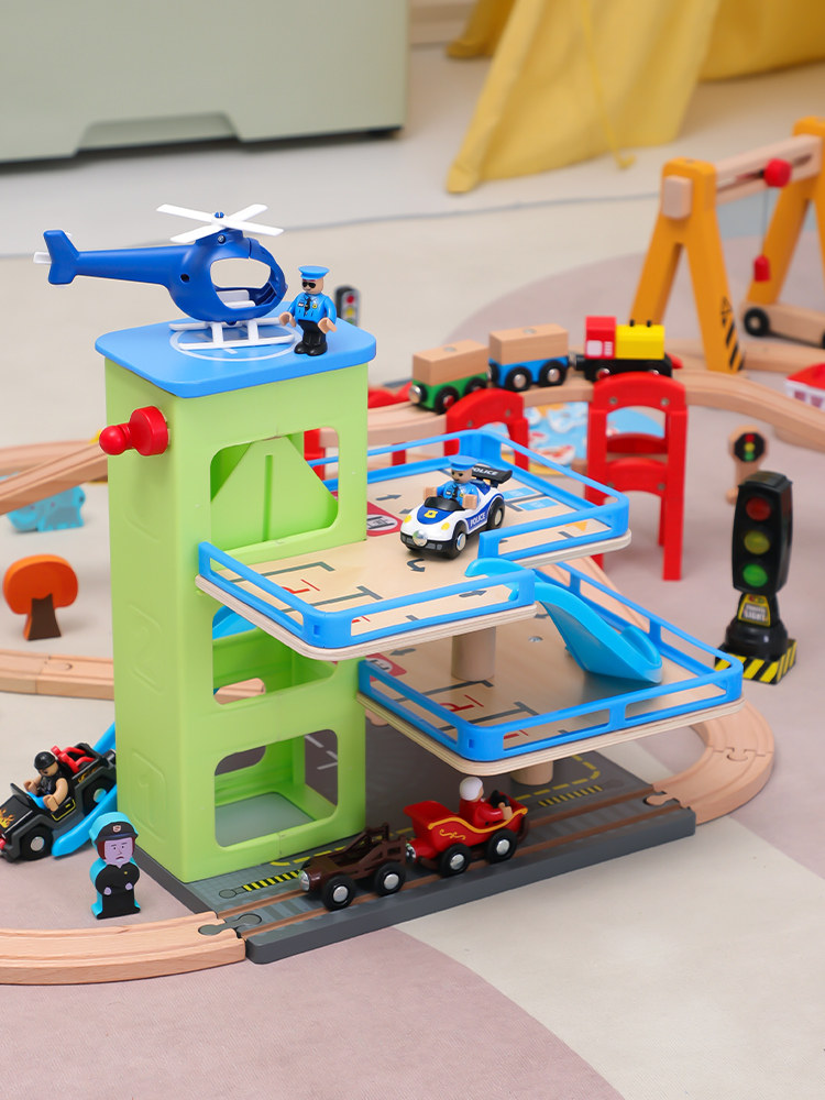 WOODEN TRACK SIMULATION CHILDRENS TRACK CAR TABLE CRANE SMALL TRAIN INERTIA CAR BRIO TRAIN TRACK TOY