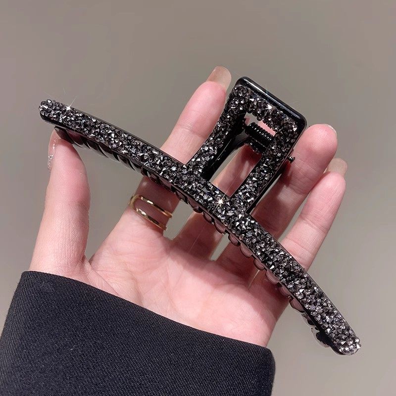 黑色高级感超大号水钻抓夹