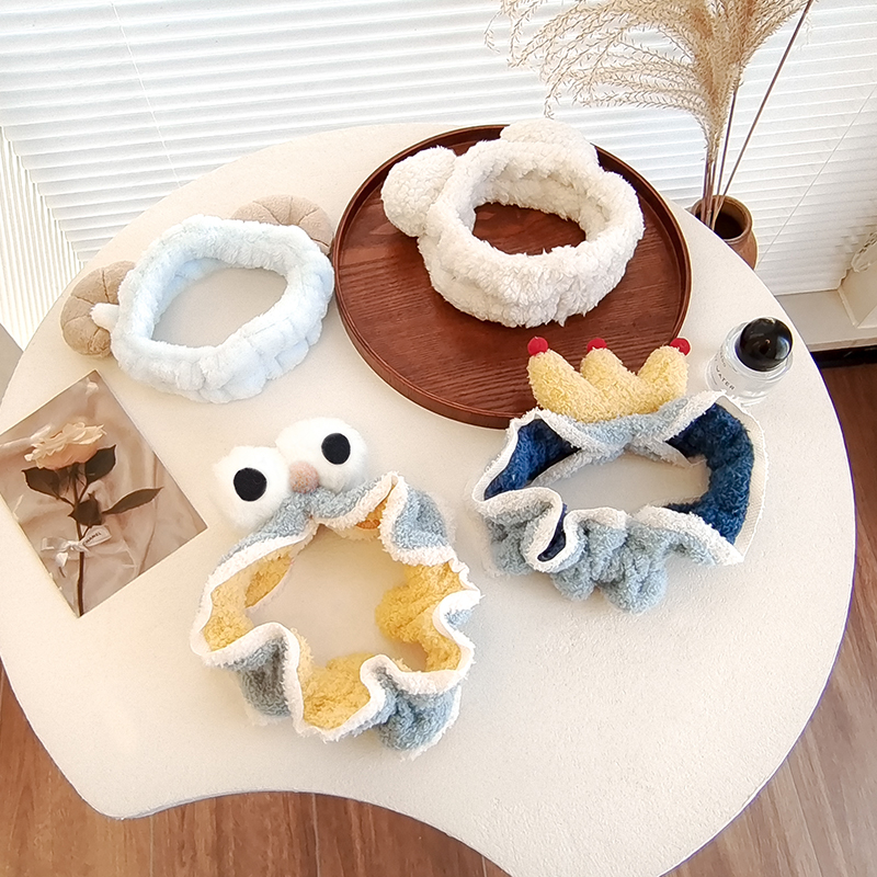 韩式褶皱花边皇冠洗脸发带可爱大眼洗漱发箍敷面膜化妆束发带女款