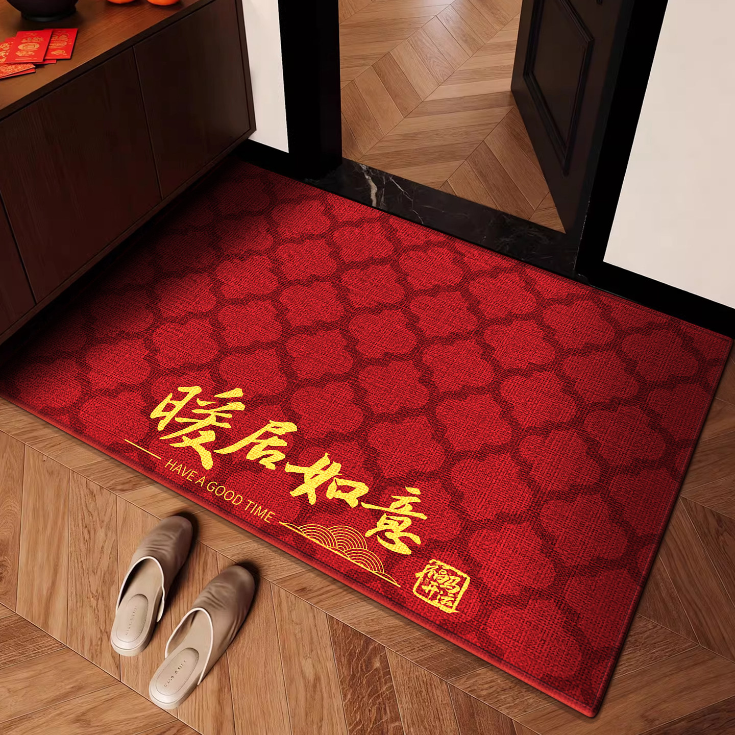 入户门地垫进门马年新年门垫乔迁脚垫门口脚踏垫红色喜庆门外地毯