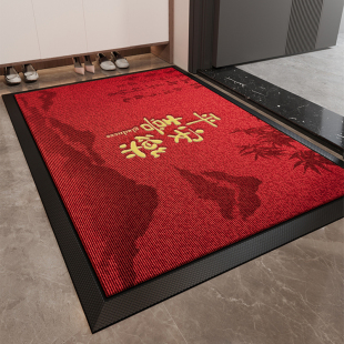 红色高级感入户门地垫进门口防滑耐脏高端别墅玄关地毯家用蹭脚垫