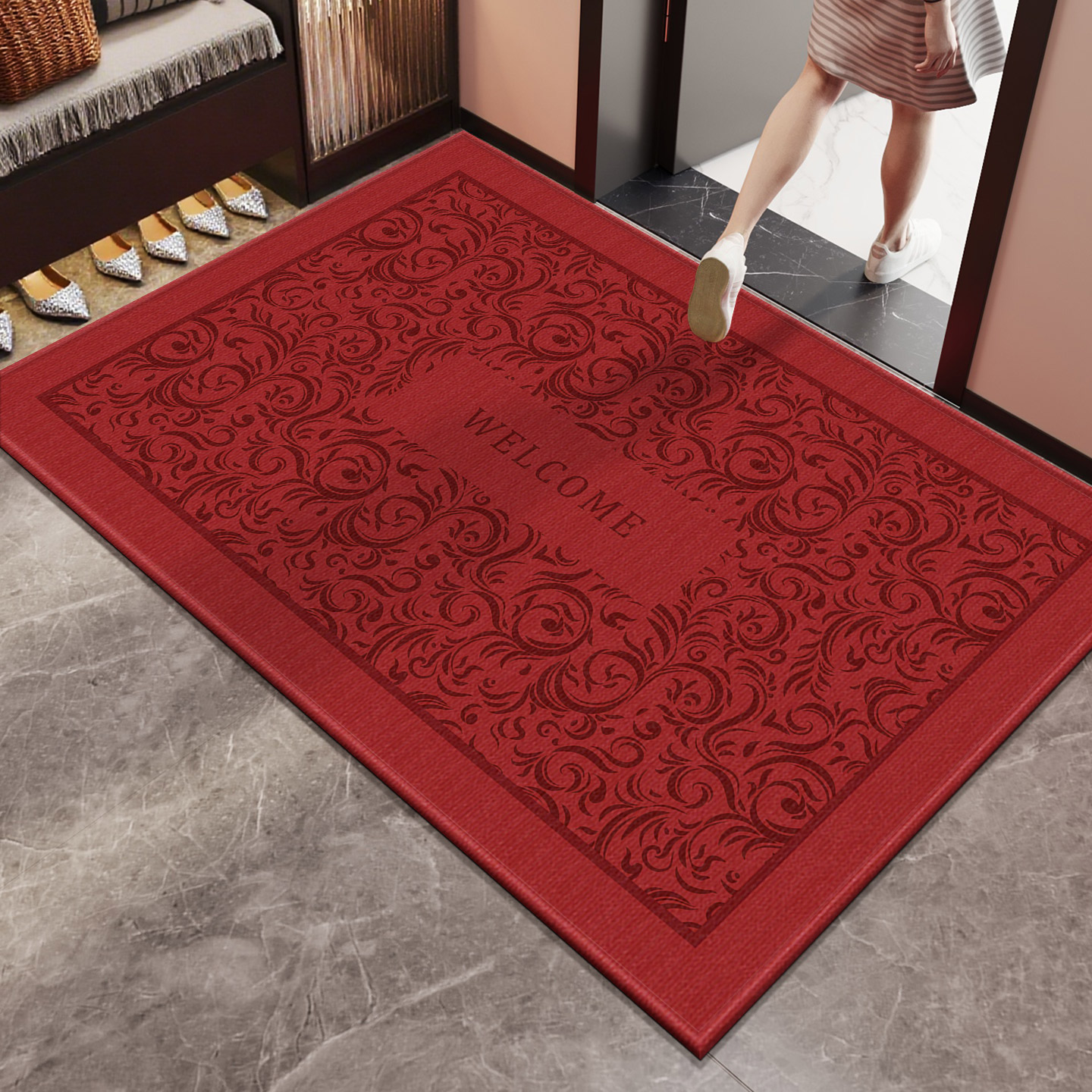 入户门地垫喜庆进门耐脏地毯