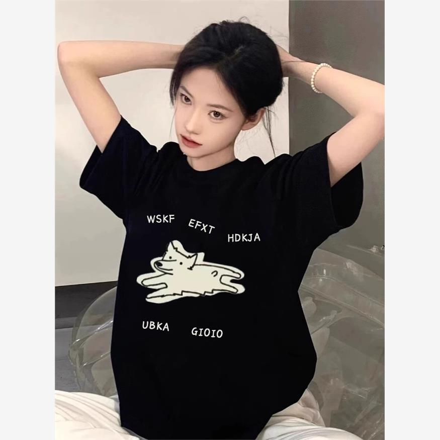 纯棉黑色短袖t恤女2025新