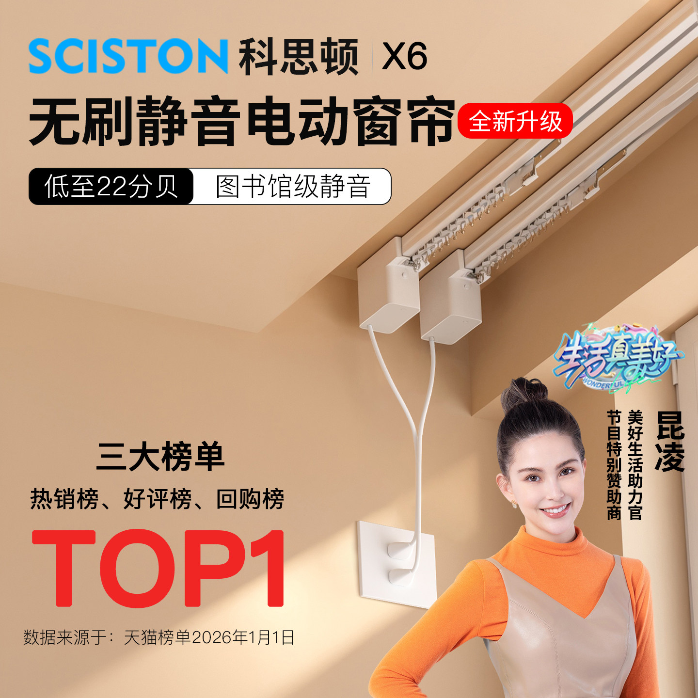 科思顿X6电动窗帘隐藏式无刷电机图片