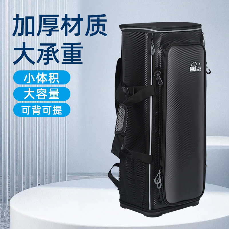 钓哈哈新款多功能渔具背包大容量桶包户外便携钓鱼椅包轻量鱼竿包