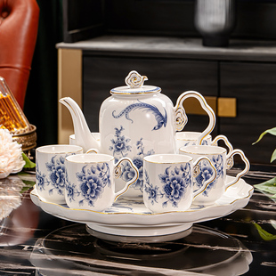 家用待客水杯套装 水具2024新款 茶具景德镇陶瓷轻奢水壶乔迁送人
