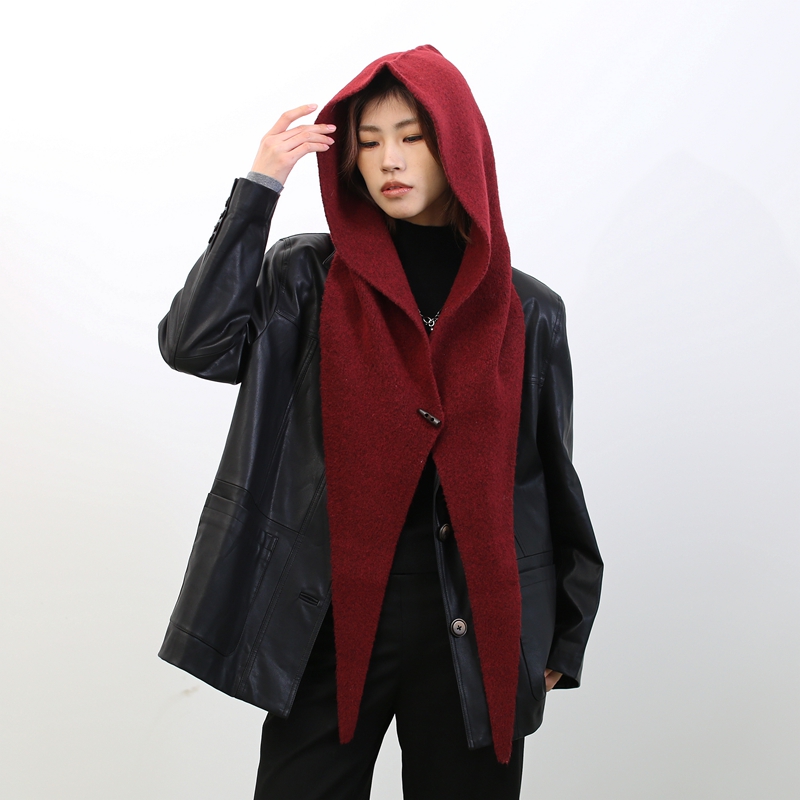 苏四香针织帽披肩一体套头设计感