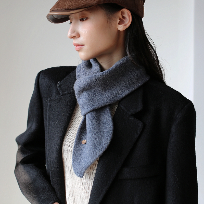 羊毛小围巾护颈围脖细节斜角