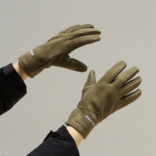 男士麂皮绒触屏手套工学弯指开车