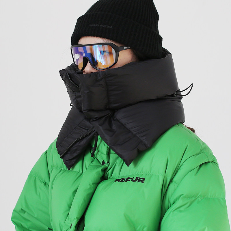 原创轻感羽绒围脖骑行防风蓄热冬天户外登山护颈防寒机能脖套男女