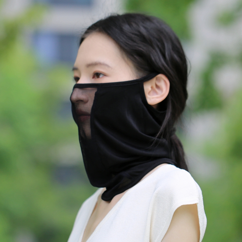 夏季透气真丝护全脸网纱拼接