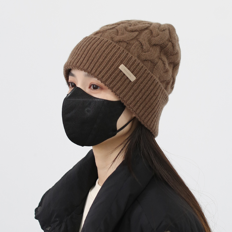 麻花毛线帽护耳纯羊毛针织帽防寒