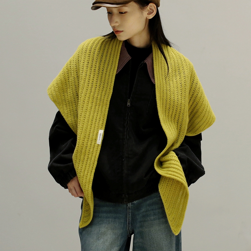 慵懒风复古垂坠护颈大三角披肩