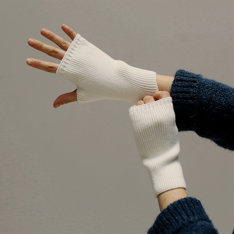 春秋季露半指弹力复古纯色手套