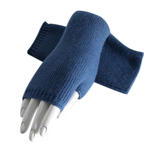 春秋季露半指弹力针织手套复古白色漏指半截韩版手袜学生冬天保暖