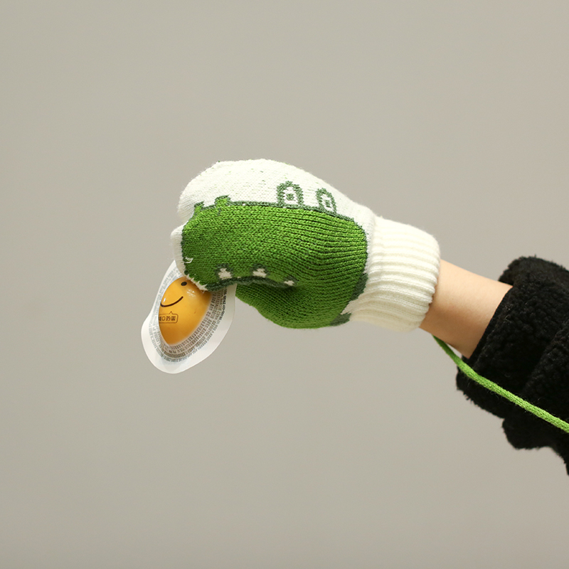 女针织可爱卡通鳄鱼有趣手套挂脖