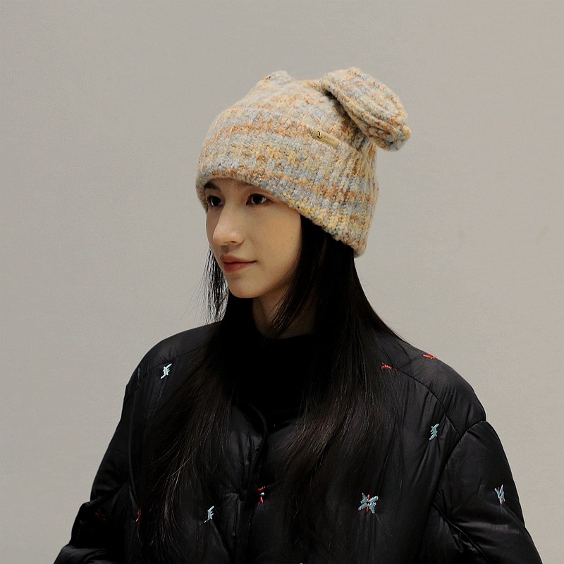 小众设计感夹色花纱俏皮兔耳朵针织帽护耳毛线帽子弹力大头围女冬,服饰配件/皮带/帽子/围巾,帽子,淘宝优惠券,粉丝福利购,淘宝优惠卷