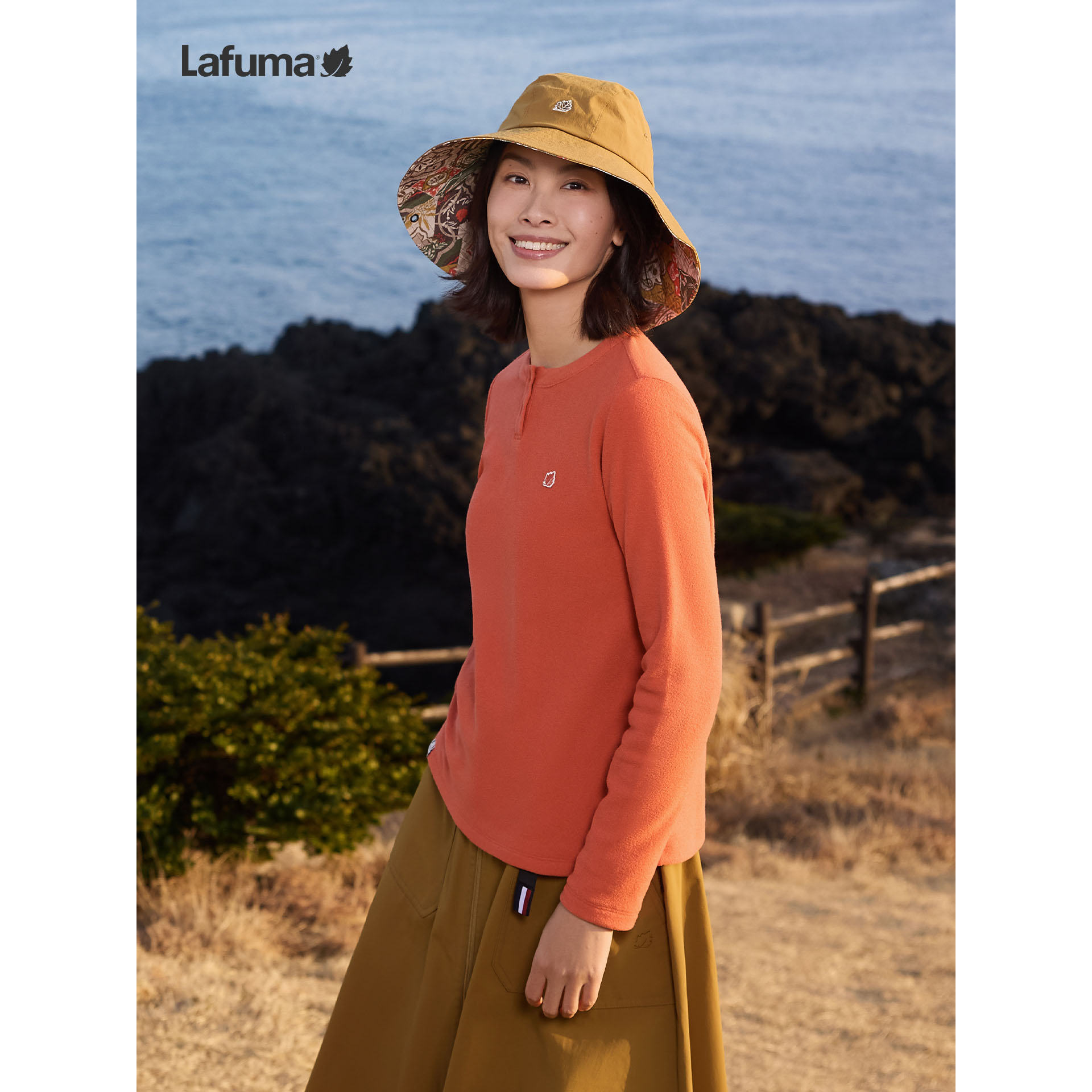 乐飞叶户外秋冬圆领抓绒长袖T恤