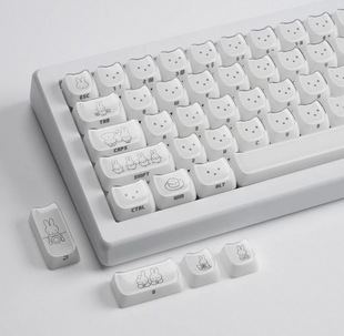 水晶果冻猫咪键帽米菲兔乌萨奇线条小狗MAO客制化键盘白色简约
