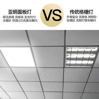 亚明集成led面板灯600X600方形平板灯铝扣面板厨房卫生间超薄吊顶