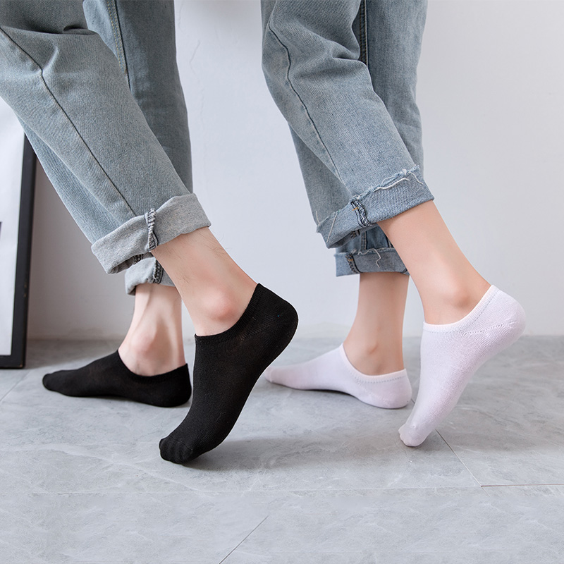 01经典颜色黑白灰男女棉袜子旅行好收纳直板袜吸汗