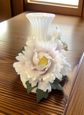 传统工艺德化陶瓷创意瓶手工捏花插小花瓶陶清新瓷瓶装饰摆件