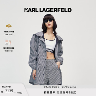 LAGERFELD卡尔拉格斐女黑白满印收腰运动风衣老佛爷226L1511 KARL