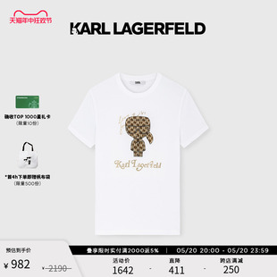 T恤男 KARL LAGERFELD卡尔拉格斐金色KARL大卡通图案白色短袖