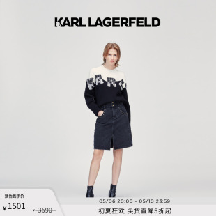 拼色套头毛衣老佛爷 22春夏新款 LAGERFELD卡尔拉格斐明星同款 KARL