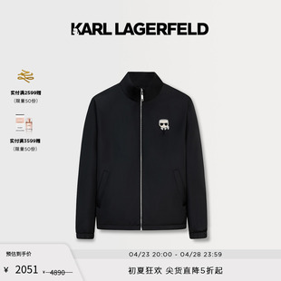 LAGERFELD卡尔拉格斐春夏拉链logo头像黑色夹克棉服男 KARL