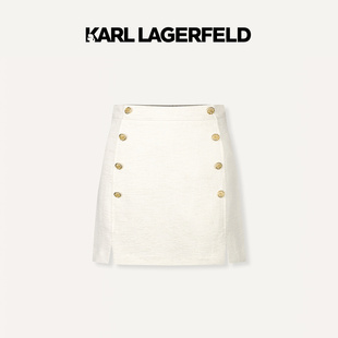 梭织半裙白色A字短裙老佛爷 KARL LAGERFELD卡尔拉格斐24春夏新款