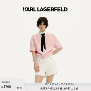 粉色截短款 老佛爷 花呢外套半袖 LAGERFELD卡尔拉格斐春夏新款 KARL