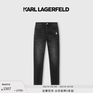 男士 老佛爷 黑灰色牛仔裤 LAGERFELD卡尔拉格斐2023年春夏新款 KARL