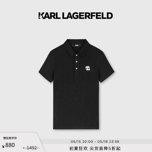 卡通暗纹印花男POLO衫 LAGERFELD卡尔拉格斐2023夏新款 老佛爷 KARL