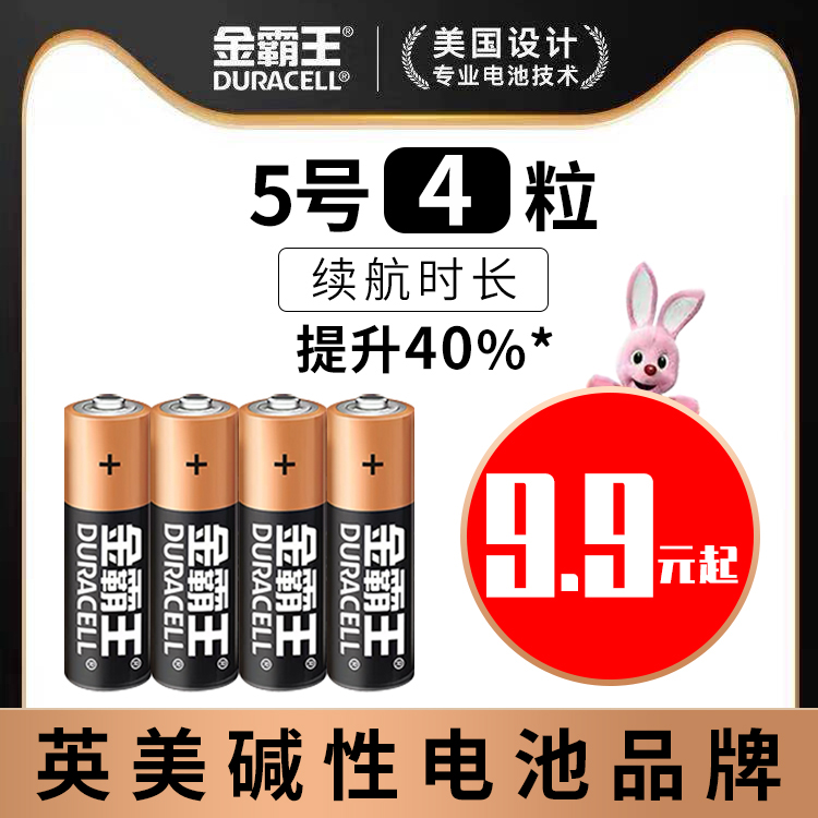 金霸王5号碱性电池正品LR6普通儿童玩具电池aa话筒剃须刀智能门锁空调电视遥控器电池鼠标干电池1.5V五号电池