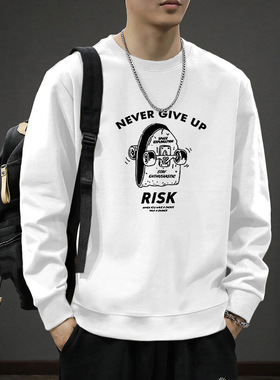 重磅无帽秋冬季圆领卫衣男日系宽松休闲套头上衣oersize外套