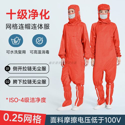 0.25网格斜拉十级无尘服