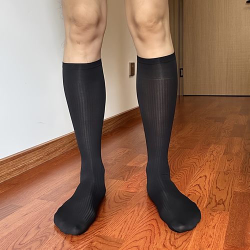 肌理浮雕丝袜男士长筒商务性感