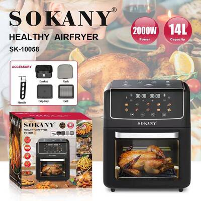 SOKANY10058空气炸锅家用智能14L大容量翻盖触屏可视化电炸锅跨境